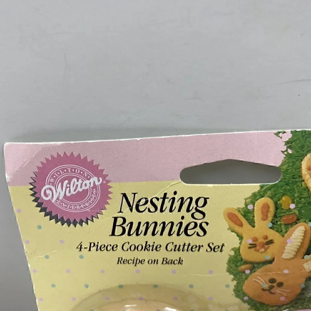 NEW WILTON Nesting Bunnies Pink 4-Piece Cookie Cutter Set 1993 Vintage Easter